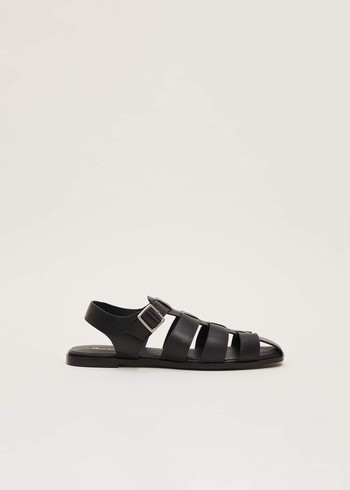 Phase Eight Leather Chunky Strap Flats Black Canada | OHMNIV-514